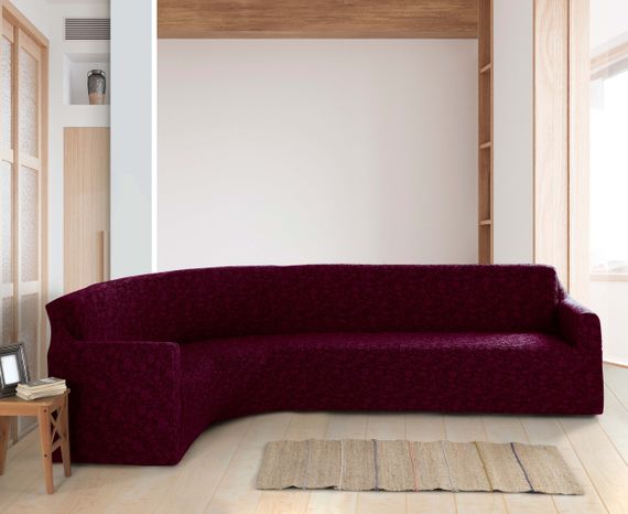 Жакардовий чохолна кутовий диван Rora без спідниці Бордовий