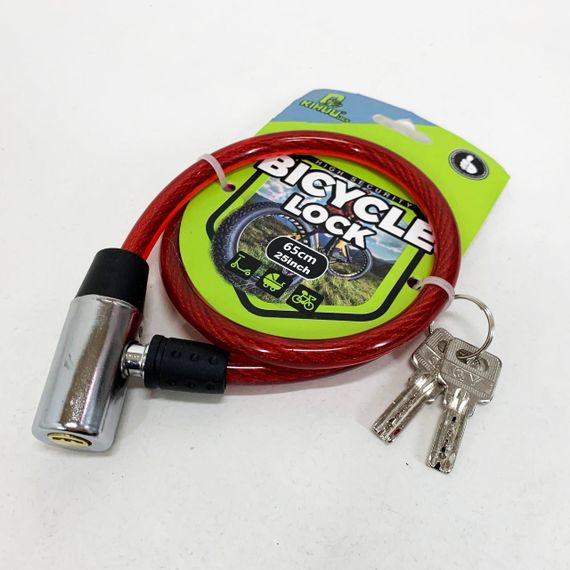 Замок велосипедний KIHUU LOCK 185, 10*65 тросовий, 2 ключі. Колір: червоний KY-98 | Зображення 3