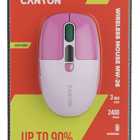 Мышь компьютерная безпроводная Canyon MW-26 Pink CNS-CMSW26P розовая | Зображення 9
