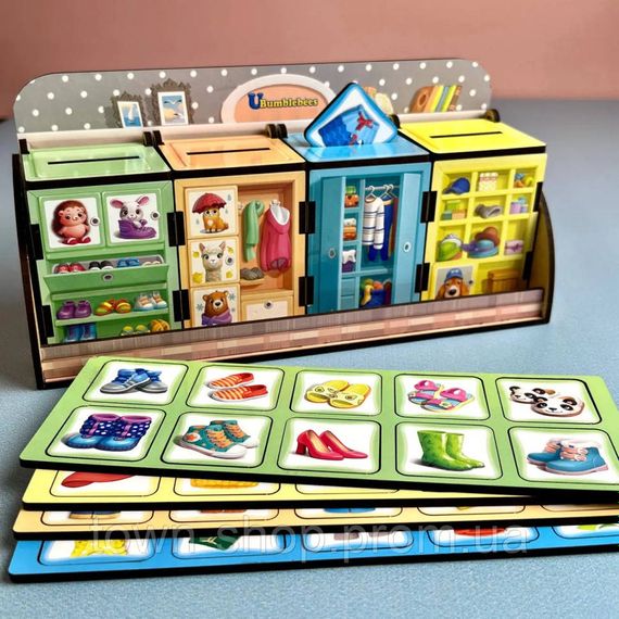 Деревянная настольная игра "Шкафы с одеждой" Ubumblebees (ПСД061) PSD061 сортер-комодик | Зображення 3