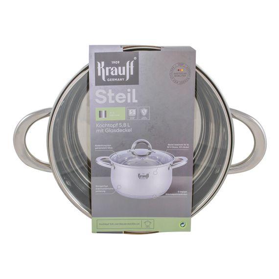 Кастрюля Krauff Steil 26-238-077, 5.8 л, 24 см, из нержавеющей стали с крышкой, для всех типов плит | Зображення 5