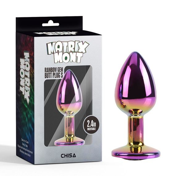 Анальная пробка разноцветная CHISA MATRIX MONT с разноцветным камнем, размер S Sex Aura