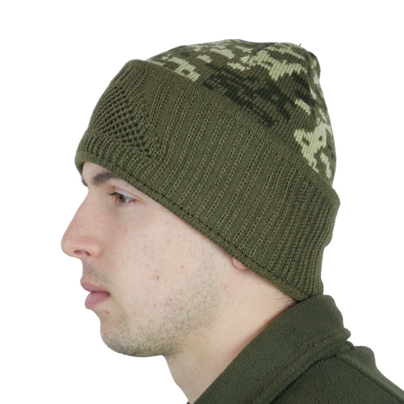 Шапка-балаклава вязаная Олива пиксель | Зображення 1