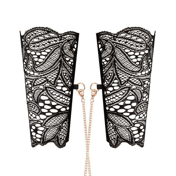 Мереживні наручники та комір Rosy Gold — Lace Cuffs and Collar — Black Sex Aura | Зображення 5