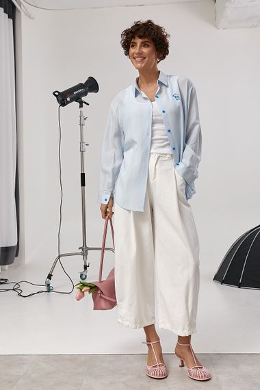 Сорочка на ґудзиках у комплекті з майкою - блакитний цвет, ONE SIZE (є розміри) | Зображення 2