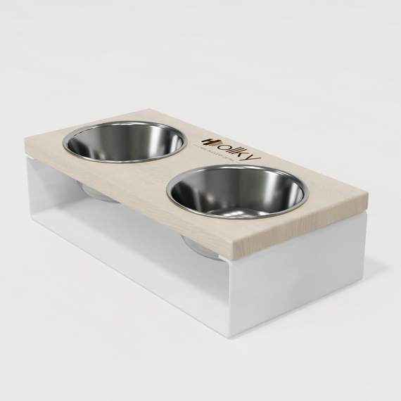 Миски на підставці з цільного металевого листа для собак та котів Hollky SteelWood S (2 × 0,45 л) SWS-36188-WHWH | Зображення 6