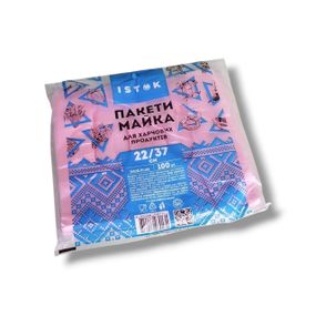 Пакет поліетиленовий майка 22x37см (100шт/уп) 5мкм рожевий Istok