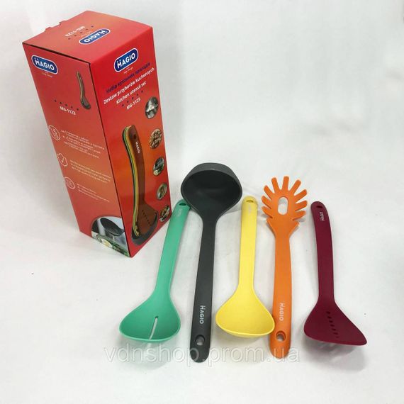 Кухонний набір лопаток силіконовий Magio MG-1123, Нейлоновий набір для кухні, Набори лопаток для кухні WK-64 | Зображення 7