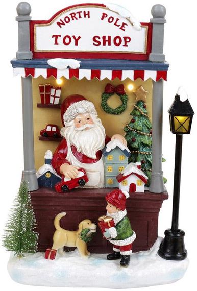 Новорічна композиція «North Pole Toy Shop» з LED підсвічуванням 21х14х33см, полістоун