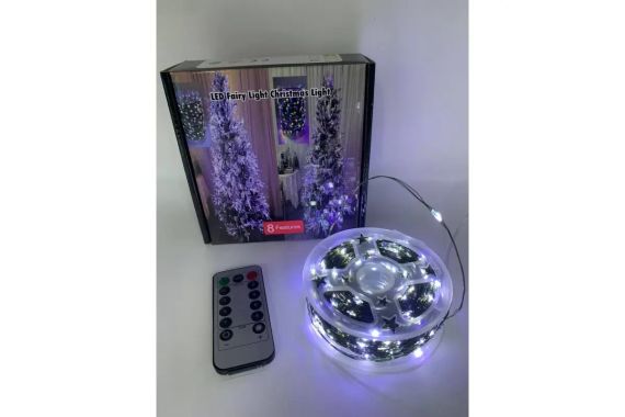 Гирлянда Роса 200 м с холодним белым светом – зеленая нить, пульт, 8 режимов