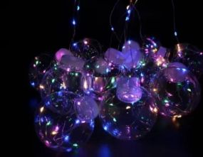 Гирлянда Xmas (Штора) 150 Led (Copper) на медной проволоке прозрачные шары Мульти 8см 3M*1,5M