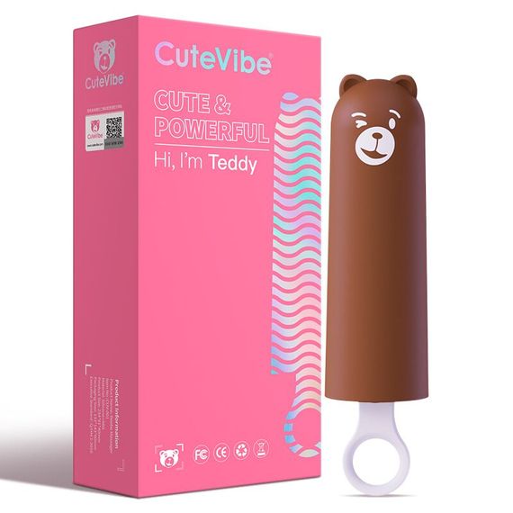 Вибратор CuteVibe Teddy Brown (Pink Dildo), реалистичный вибратор под видом мороженого | Зображення 4