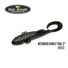 Силиконовая приманка, Съедобный силикон Bait Breath BeTanCo Curly Tail 2" (8шт.) (S843 Black／Gold)