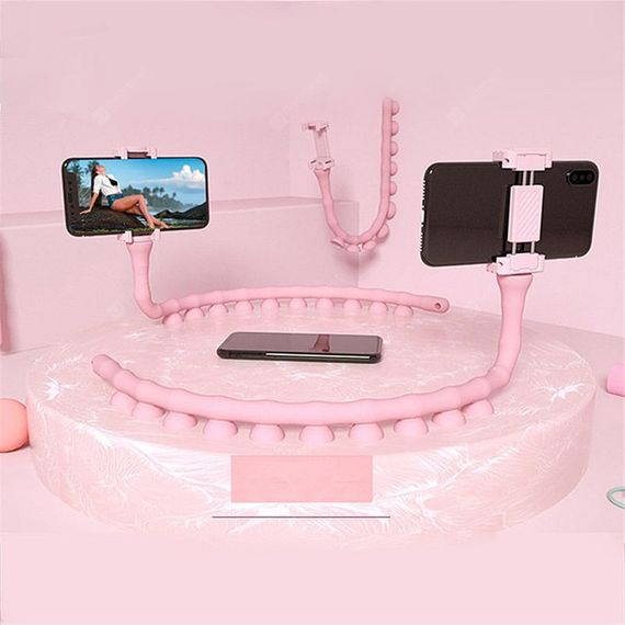 Гнучкий тримач для телефону з універсальними присосками Cute Worm Lazy Holder. Колір: рожевий WP-45 | Зображення 4