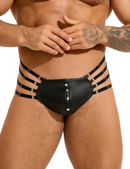 Стринги чоловічі чорні STAR Night з регулюючими гумками з боків, M Sex Aura