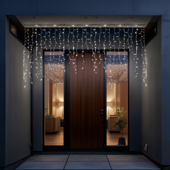 Вулична гірлянда Бахрома 6 м 105 LED мультиколор, білий дріт, з ефектом флеш | Зображення 1