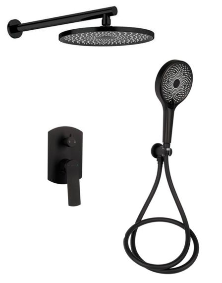 Душова система універсальна Qtap Slavonice Black Matt прихованого монтажу QTSLA113BLM45900