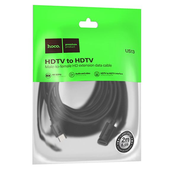 Дата кабель Hoco US13 HDTV male to HDTV female HD extension (2m) Black | Зображення 6