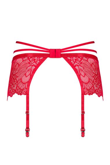 Широкий пояс для чулків Obsessive Loventy Червоний S/M | Зображення 4