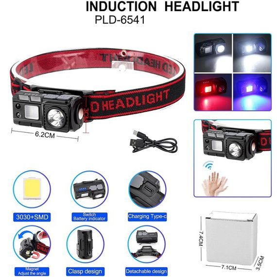 Налобний ліхтар з лінзою 6541-3030+SMD, Ліхтар для нічної їзди Налобний для риболовлі кемпінгу ZP-11