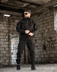 Тактичний костюм софтшел BANDIT чорний ВТ7955