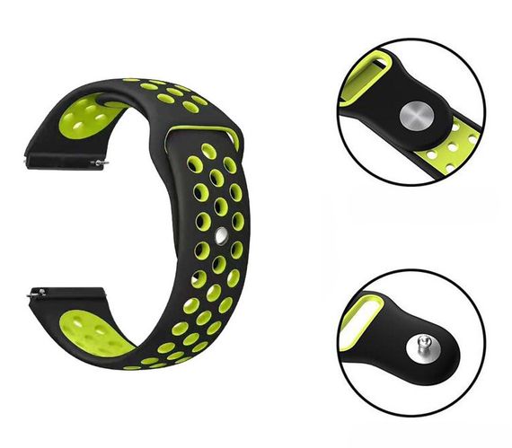 Спортивний ремінець Primolux Perfor Sport з перфорацією для годинника Garmin Vivoactive 4 - Black&Green | Зображення 2