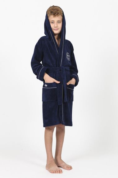 Халат подростковый Nusa 33005 для мальчика, синий 146-152 (11-12л)