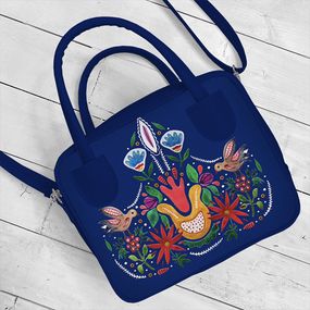 Сумка женская Kitto Птицы и цветы на синем фоне 25x20x9 см (SKI_23S023_SI)