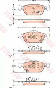 Колодки гальмівні дискові HONDA Accord МКПП F 09, TRW (GDB3476)
