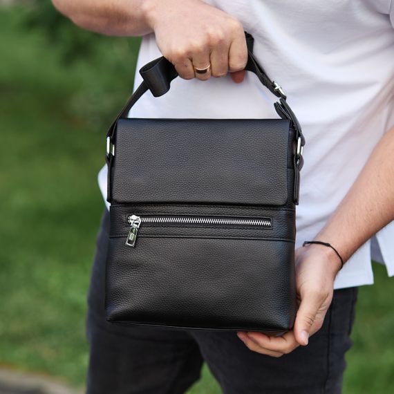 Чоловічий класичний месенджер через плече шкіряний чорний Tiding Bag 80471 | Зображення 5