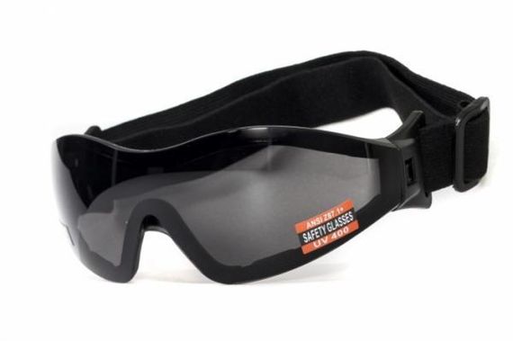 Окуляри захисні з ущільнювачем Global Vision Z-33 (gray) Anti-Fog, чорні | Зображення 3