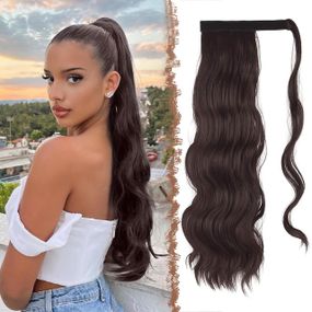 Хвіст накладний темно-каштановий з червоним відтінком, шиньйон на кліпсі термостійкий довгий 60см волосся для швидкого нарощування