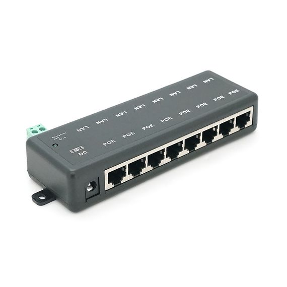 8-портовый POE-инжектор питания, с 8xRJ45 портами Ethernet 10/100Мбит/с, 12-57V