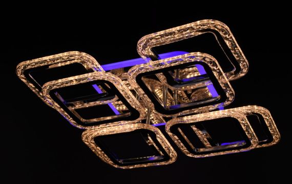 Люстра світлодіодна стельова LED світильник для квартири на стелю лед з пультом 26528 Хром 11х46х46 см. | Зображення 9