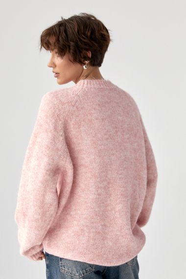 Теплий в'язаний светр oversize - пудра цвет, ONE SIZE (є розміри) | Зображення 1