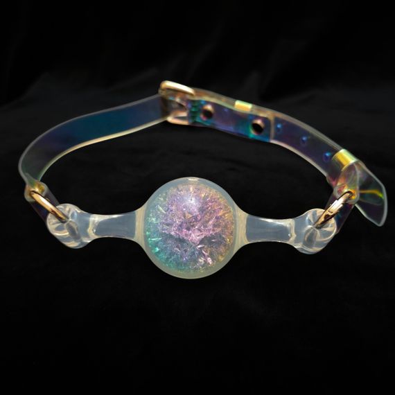 Кляп-кулька прозора UNIVIBE з різнобарвним каменем, силіконовий Sex Aura