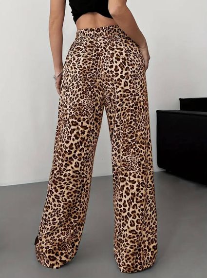 Женские леопардовые брюки палаццо легкие свободные GF4246 размер 50/52 цвет коричневый | Зображення 3