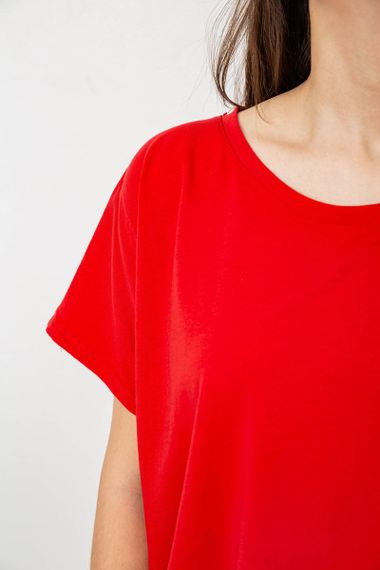 Футболка жіноча однотона, колір червоний, 244R2400 | Зображення 4