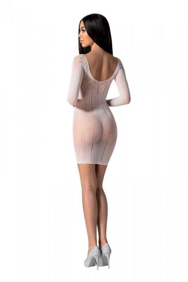 Полупрозрачное мини-платье Passion BS101 One Size, white, рукава-митенки | Зображення 1