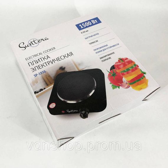 Плити для приготування Suntera SP-1930 черная, Плита побутова портативна, Електроплита на 1 конфорку RA-75 | Зображення 7