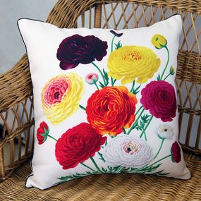Подушка з мішковини Яркие разноцветные цветы 45x45 см (45PHB_FLORA005)