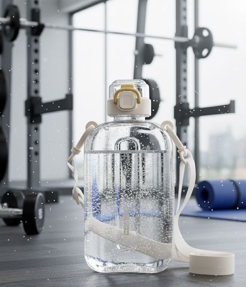 Спортивна пляшка для води SPORT (750 мл) — BPA-free пластик, бежева | Зображення 1