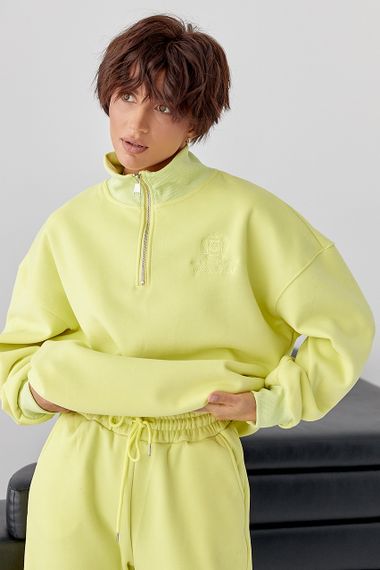 Утеплений спортивний костюм із джогерами та світшотом - салатовий цвет, S/M (є розміри) | Зображення 2