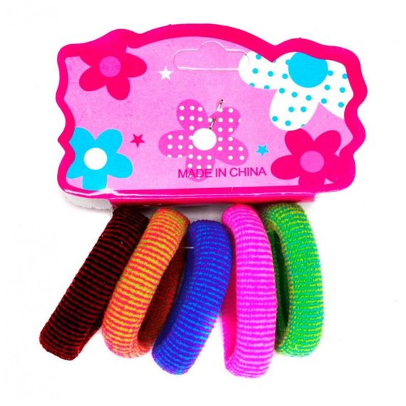 Детская резинка для волос 0301-1126 микрофибра, разноцветный, набор 5 шт