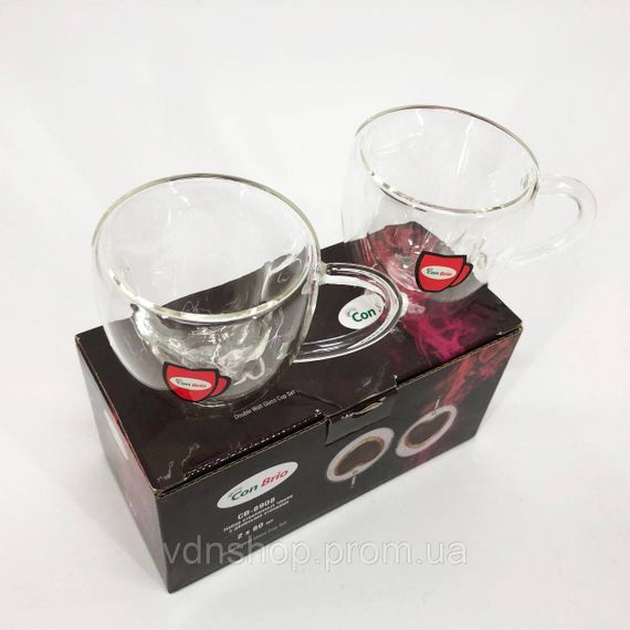 Скляна чашка з подвійними стінками, Дві чашки з подвійним дном Набір склянок подвійним склом 2 шт SO-46