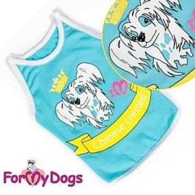 Майка для собак For My Dogs "Китайская  Хохлатая" голубой