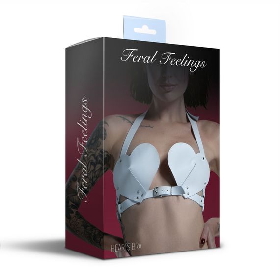 Ліф Серце з натуральної шкіри Feral Feelings - Hearts Bra White | Зображення 2