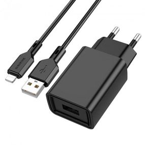Мережевий Зарядний Пристрій Borofone BA68A Lightning 1USB 2.1A Колір Чорний