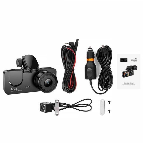 Відеореєстратор Hoco DI63 2-inch display with rear camera (480+480P) Black | Зображення 4