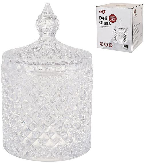 Цукорниця скляна "Crystal Glass" 300мл зі скляною кришкою, прозора | Зображення 1